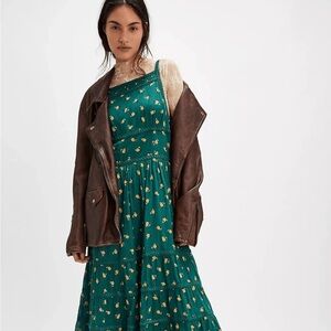 Free People Daydreamer Midi Dress in Emerald Combo